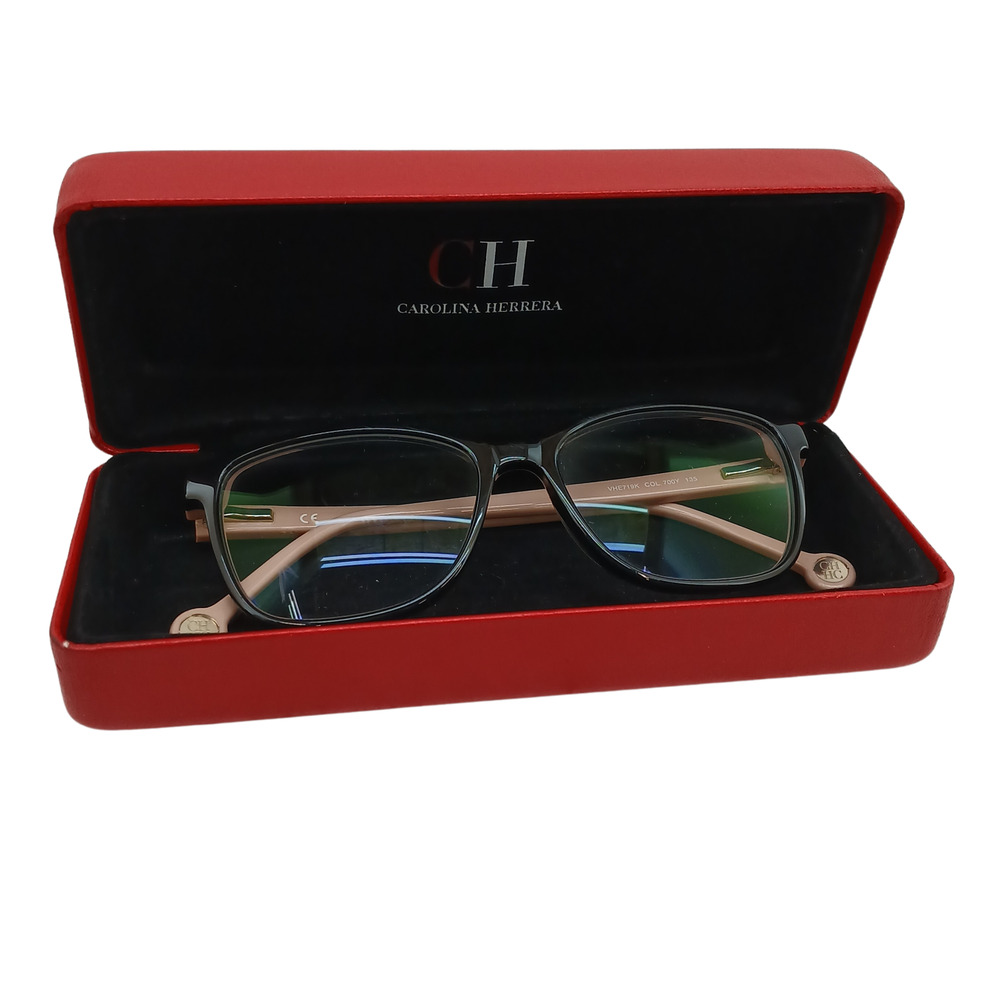 Carolina Herrera VHE719K COL.700Y Black Peach Eyeglasses With Case 50-15